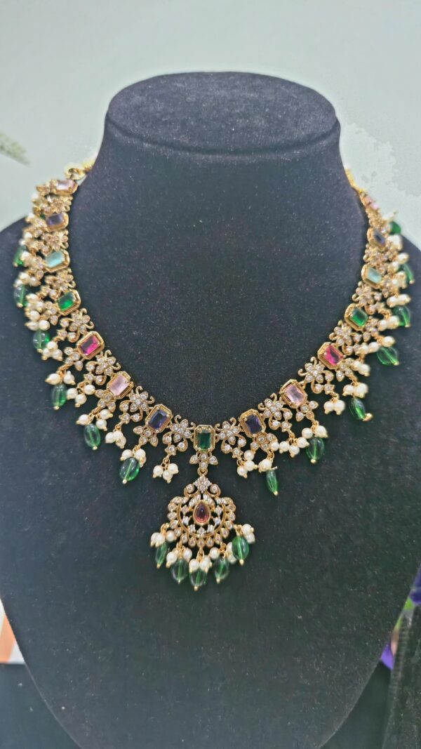 Multicolor Butta Pusalu Necklace Set - Image 2