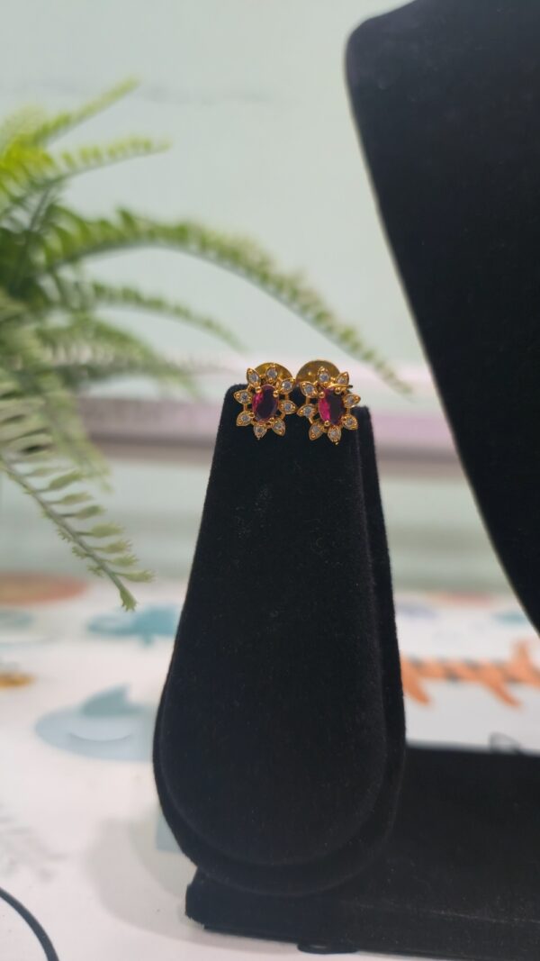Pink Floral Stone Necklace Set - Image 4