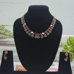 Traditional Navaratna Necklace Set