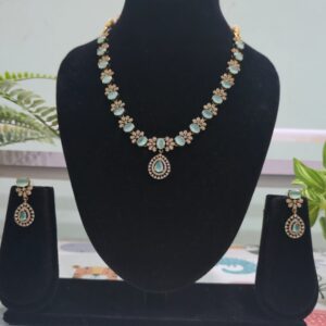 Mehendi Polish Mint Green Coral Necklace Set