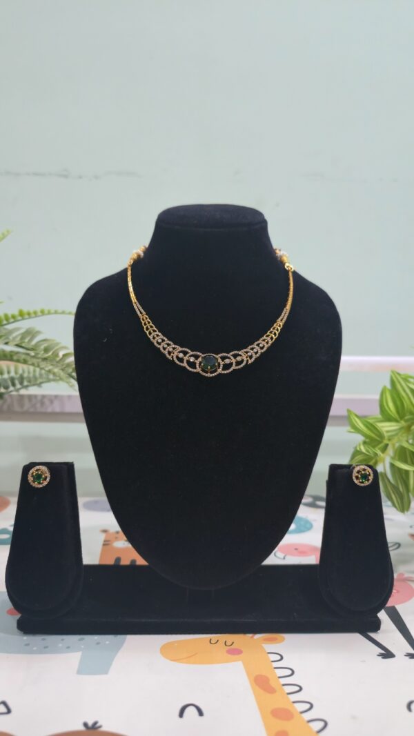 Kanti Model Necklace with Green Stone