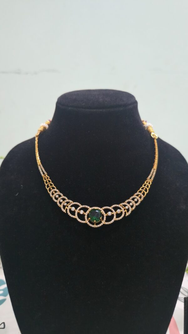 Kanti Model Necklace with Green Stone - Image 2