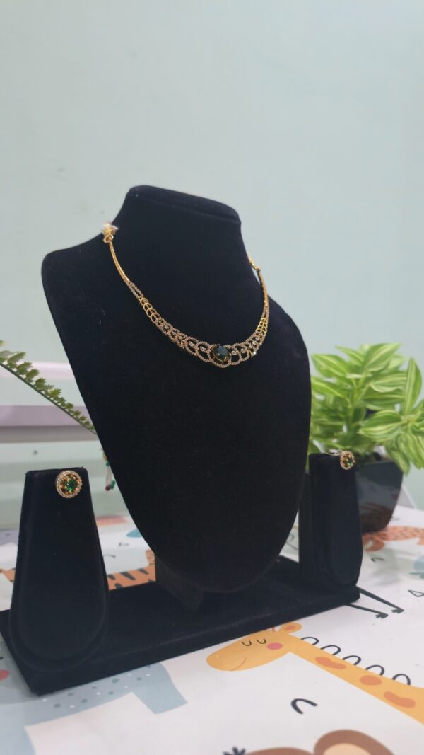Kanti Model Necklace with Green Stone - Image 4
