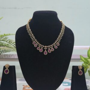 Royal Maroon Stone Antique Necklace Set