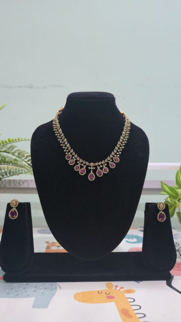 Royal Maroon Stone Antique Necklace Set