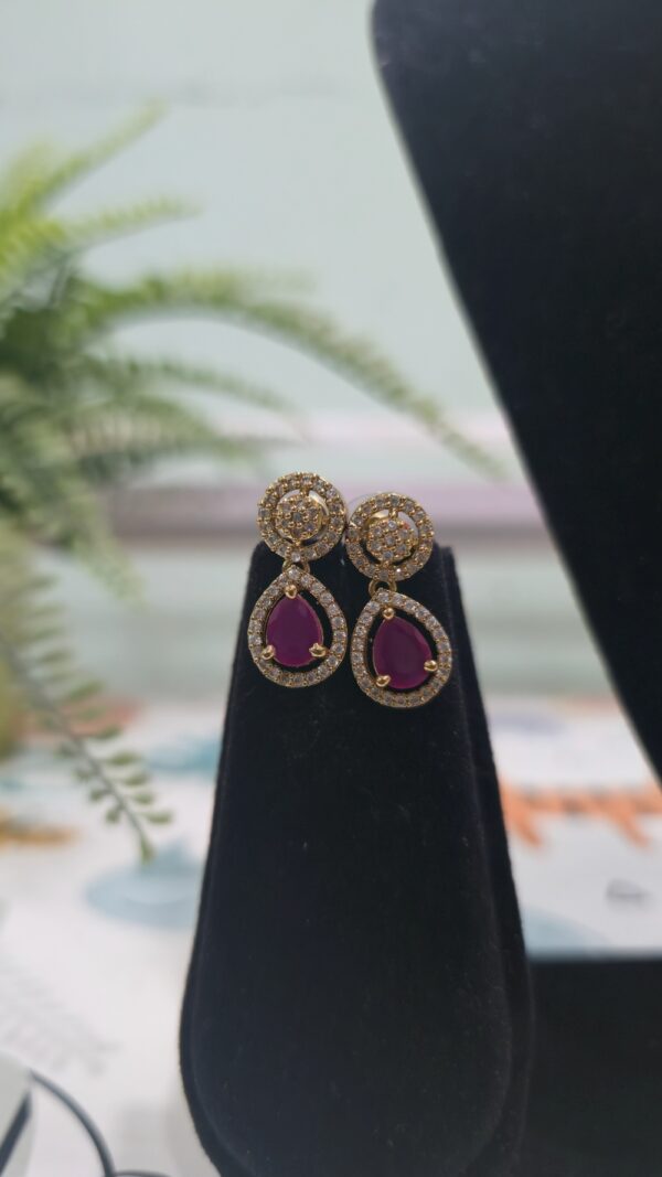 Royal Maroon Stone Antique Necklace Set - Image 4