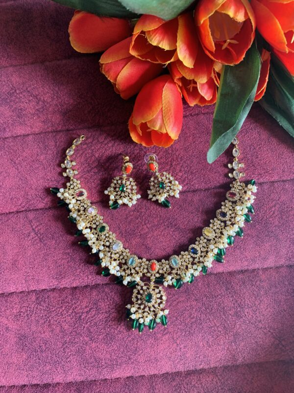 Grand Multicolor Pearl Drop Necklace Set - Image 6
