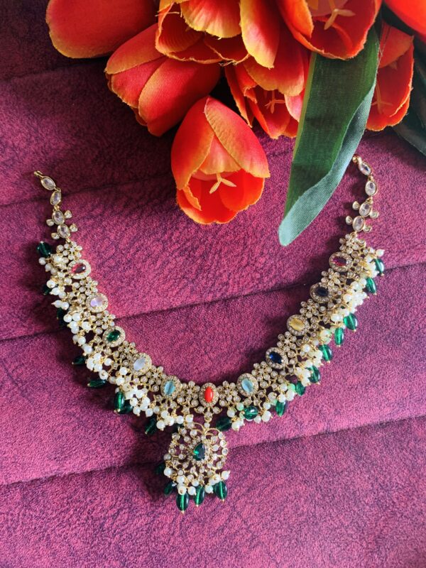 Grand Multicolor Pearl Drop Necklace Set - Image 5